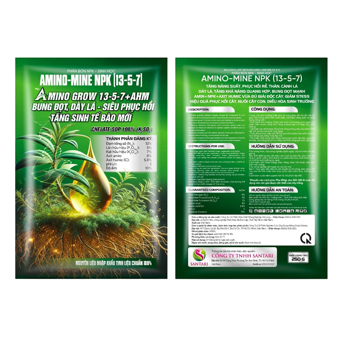 AMINO-MINE NPK (13-5-7) - AMINO GROW 13-5-7 +AHM - 250GR