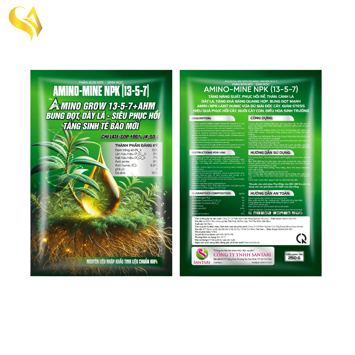 AMINO-MINE NPK (13-5-7) - AMINO GROW 13-5-7 +AHM - 250GR